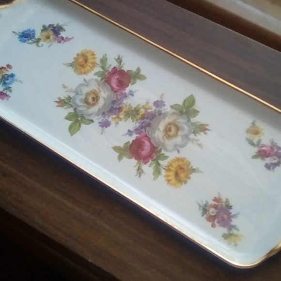 VINTAGE Limoges Porcelain Serving Tray Heavy Gold - Picture 1 of 5